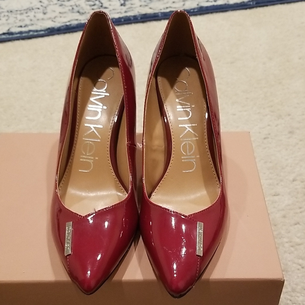 Calvin Klein Red Patent Heels Size 10 Nwot